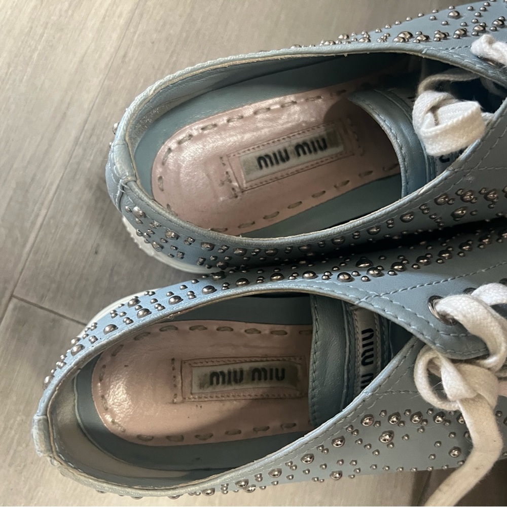 Miu Miu Blue Leather Studded sneakers size 36 - Picture 10 of 14